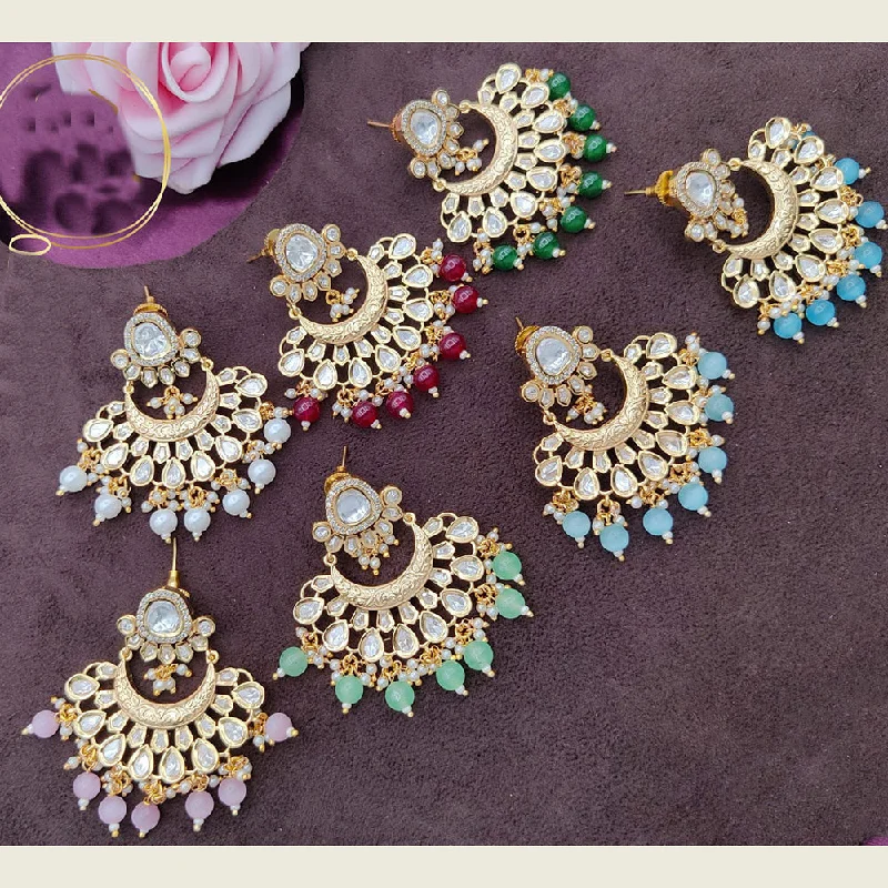 Large Dangle Earrings-Large Dangle Earrings-Jewel Addiction Gold Plated Kundan Dangler Earrings