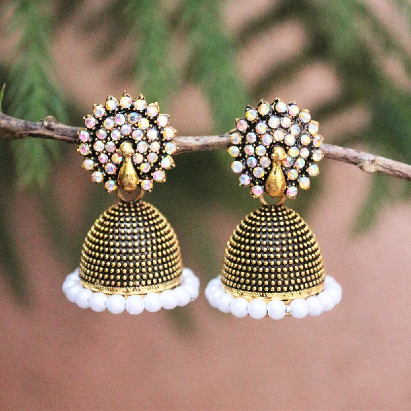 Chunky Hoop Earrings-Chunky Hoop Earrings-H K Fashion Gold Plated Austrian Stone Jhumki Earrings