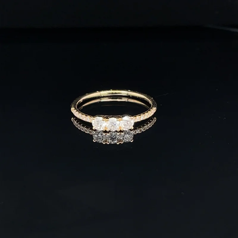 Elegant Silver Engagement Ring-Cherish Diamond 3-Stone Ring in 14k Yellow Gold - #161 ASR45437YG