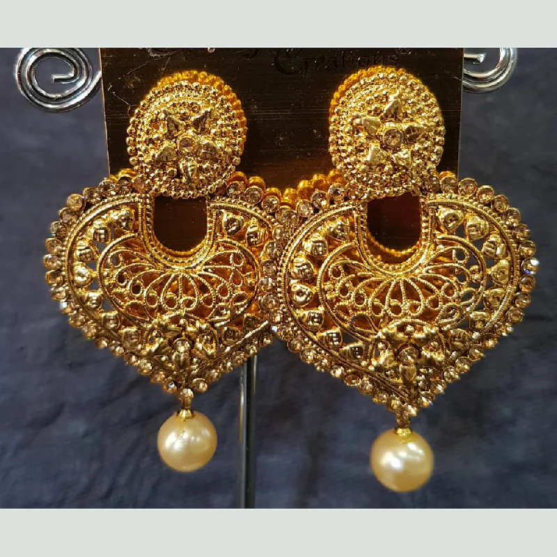 Lightweight Earrings-Lightweight Earrings-Shreeji Gold Plated Austrian  Stone Dangler Earrings