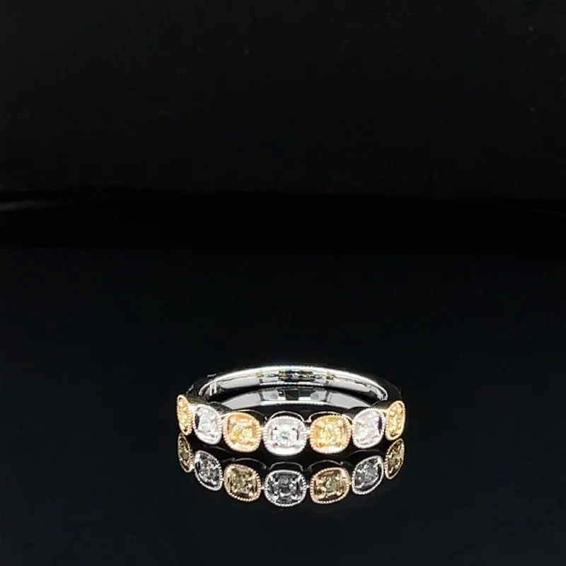 Men's Wedding Ring-Diamond Milgrain Bezel Ring in 14k Two-Tone Gold -  #247 JRB100GPB