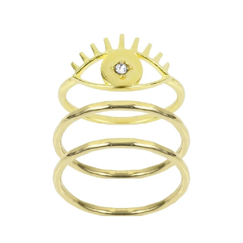 Modern Solitaire Ring-Evil Eye Stack