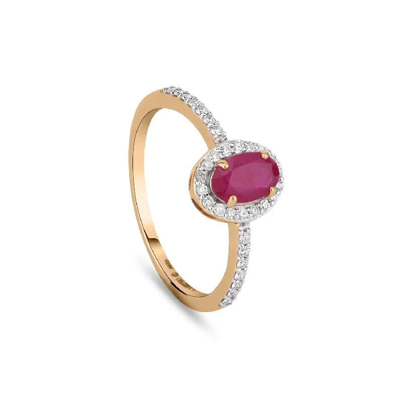 Sterling Silver Engagement Ring-Ruby Diamond Ring