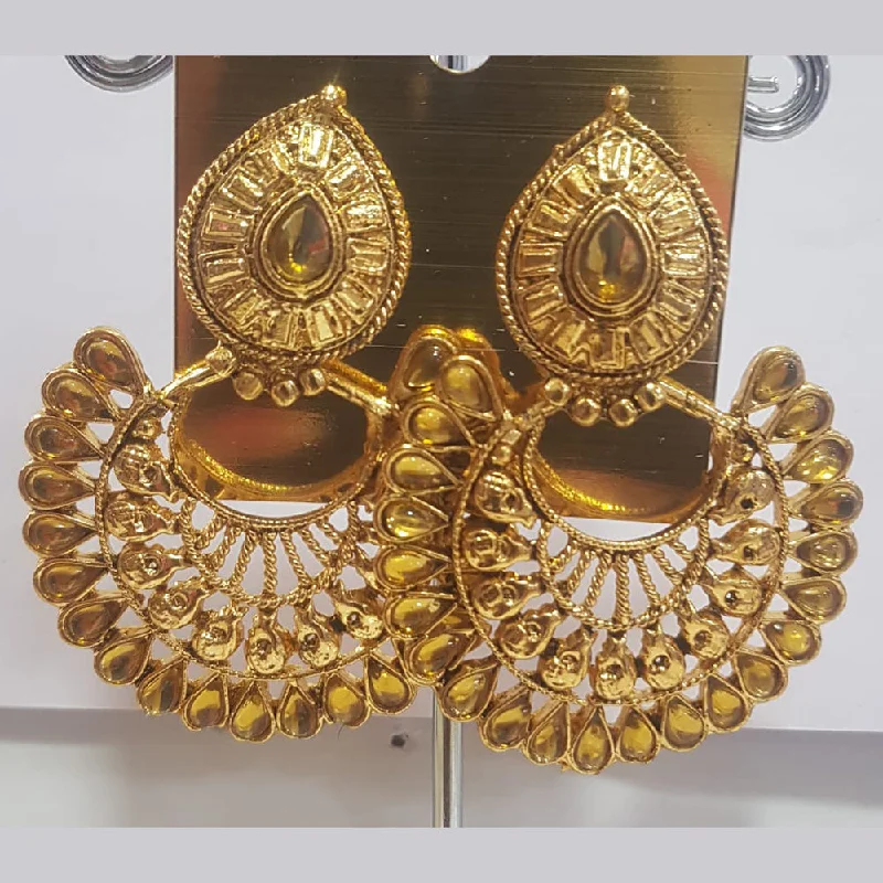 Art Deco Earrings-Art Deco Earrings-Shreeji Gold Plated Kundan Stone Dangler Earrings