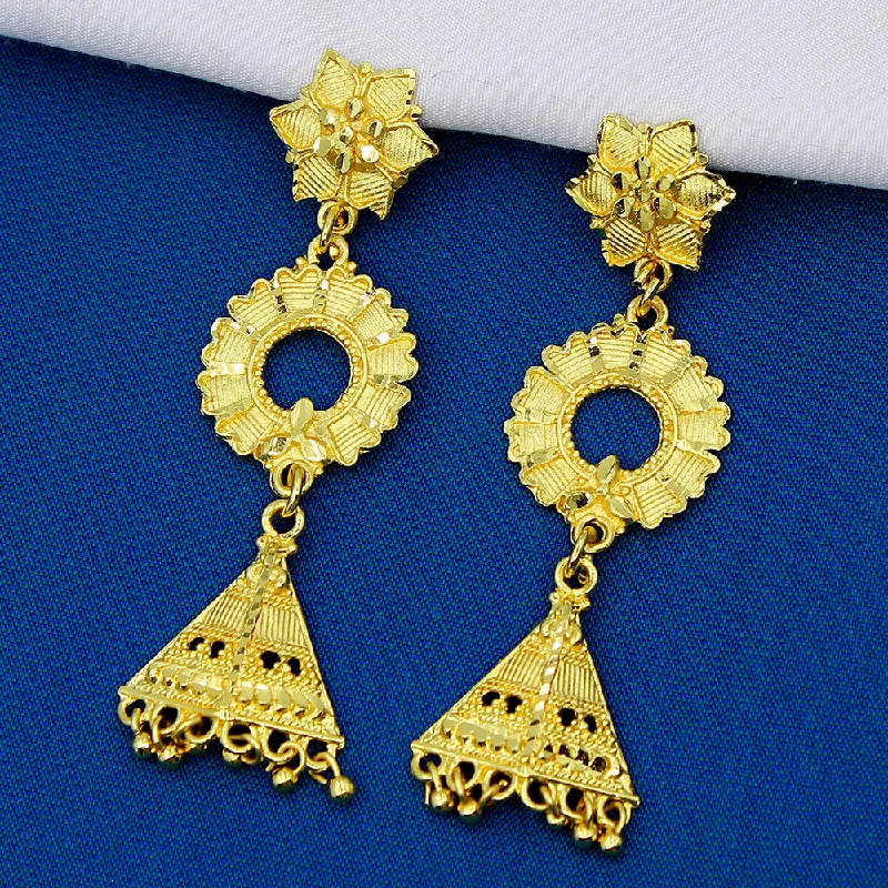 Birthstone Earrings-Birthstone Earrings-Mahavir Dye Gold Dangler Earrings