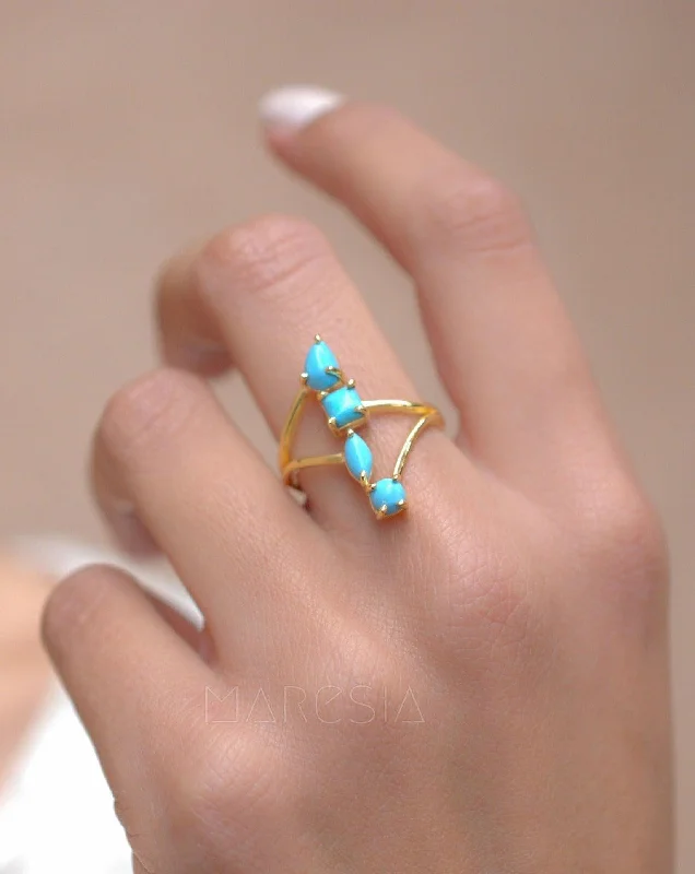 Couples Matching Rings-Turquoise Ring ~ 18k Gold Plated ~ MR025