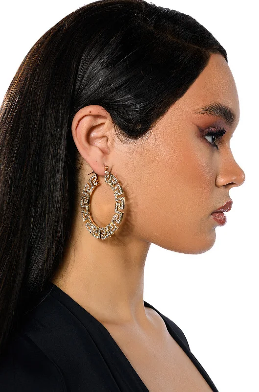 Trendy Drop Earrings-Trendy Drop Earrings-WORK OF ART EMBELLISHED HOOP EARRINGS