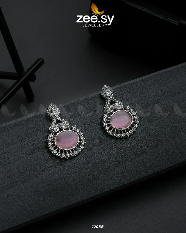 Gemstone Drop Earrings-Gemstone Drop Earrings-Aaina-e-Dil Silver