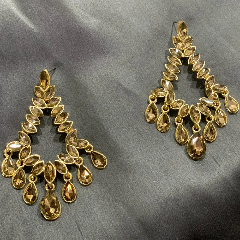 Floral Earrings-Floral Earrings-Deep Enterprises Gold Plated Crystal Dangler Earrings (Assorted Colors)