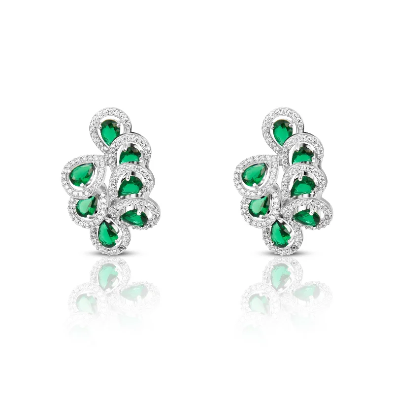 Round Shape Earrings-Round Shape Earrings-Nipura Green Pekham Diva Statement Earrings