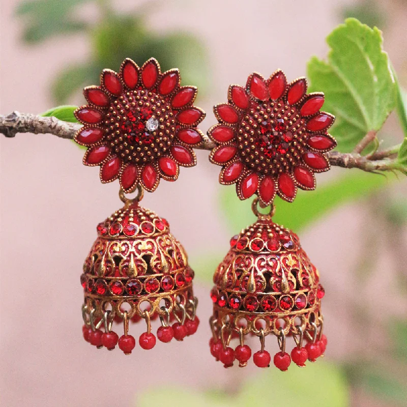 Art Deco Earrings-Art Deco Earrings-H K Fashion Gold Plated  Pota Stone Jhumki  Earrings