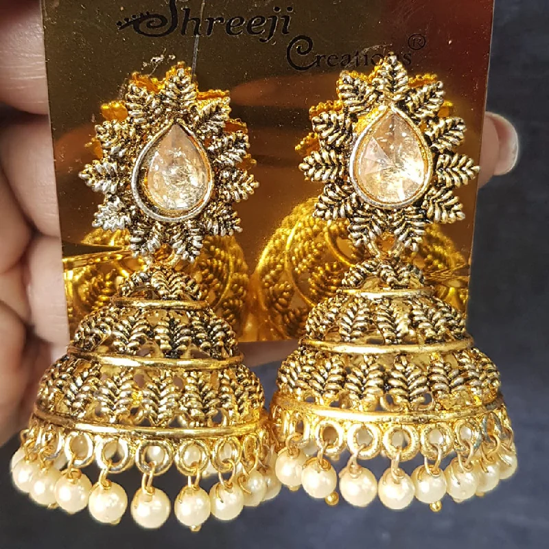 Swarovski Crystal Earrings-Swarovski Crystal Earrings-Shreeji Gold Plated Crystal Stone Jhumki Earrings