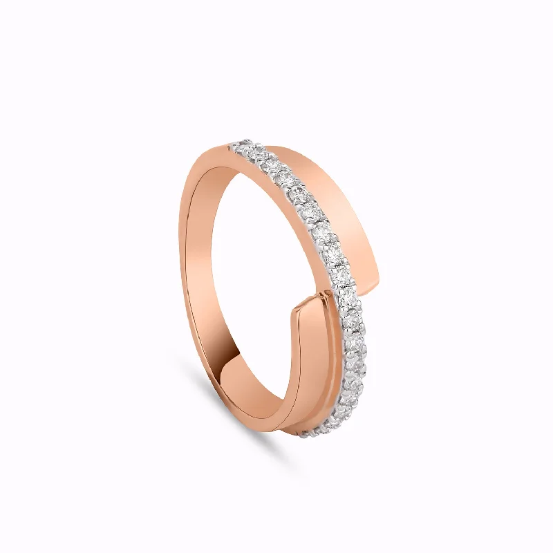 Adjustable Gold Ring-Half Metal Micro Diamond Ring