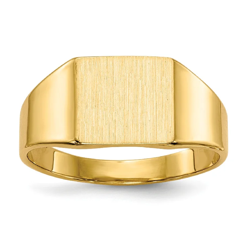 Chunky Gold Ring-14KT Yellow Gold 8X8.5MM Closed Back Signet Ring; Size 5