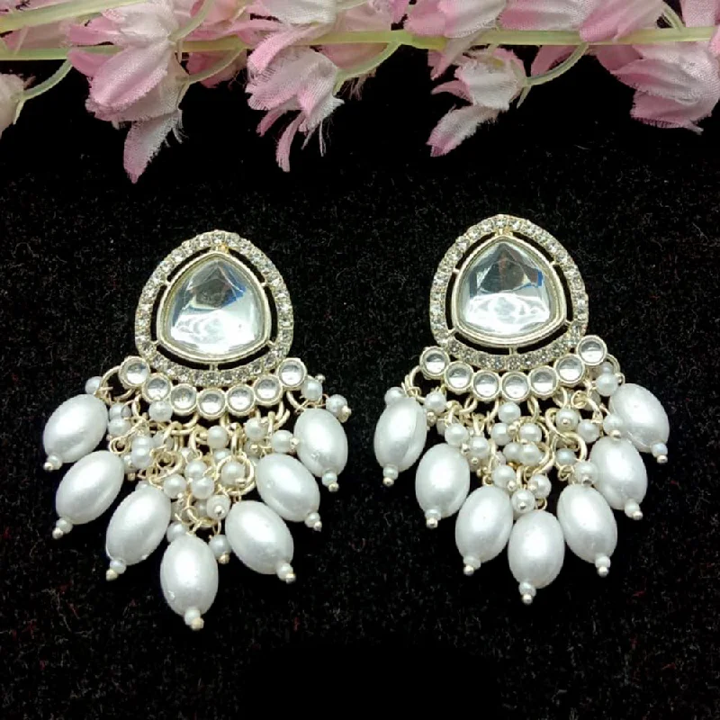 Retro Crystal Earrings-Retro Crystal Earrings-SP Jewellery Gold Plated Kundan Dangler Earrings